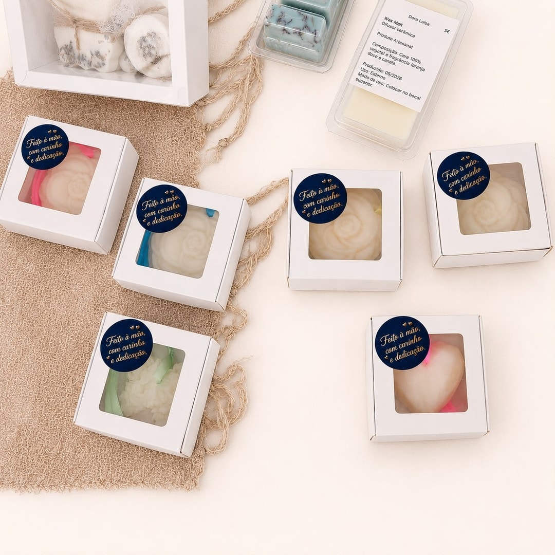 Wax melts em blister e várias caixas de oferta da Dora Luísa