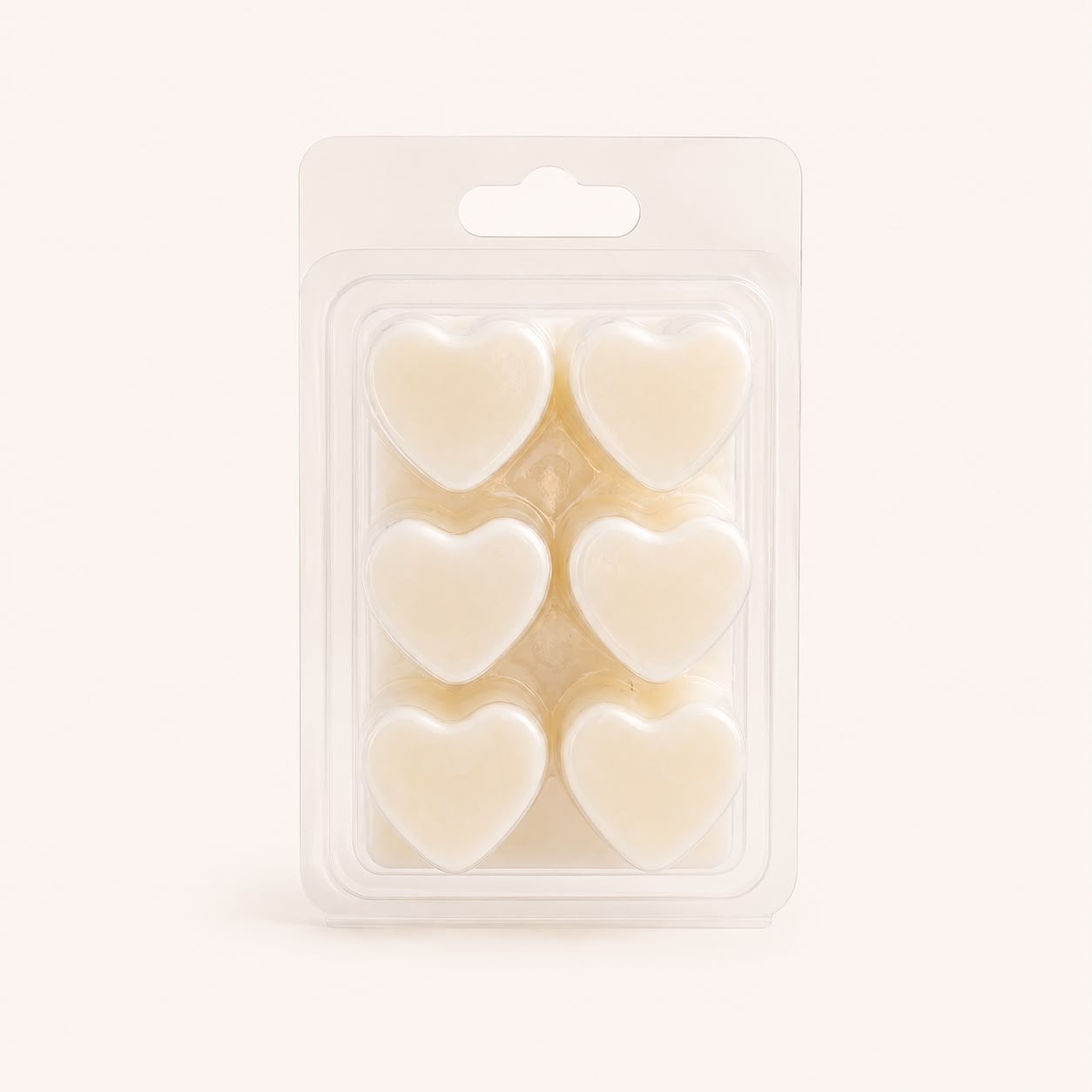 Wax melts artesanais em forma de coração, embalagem de seis